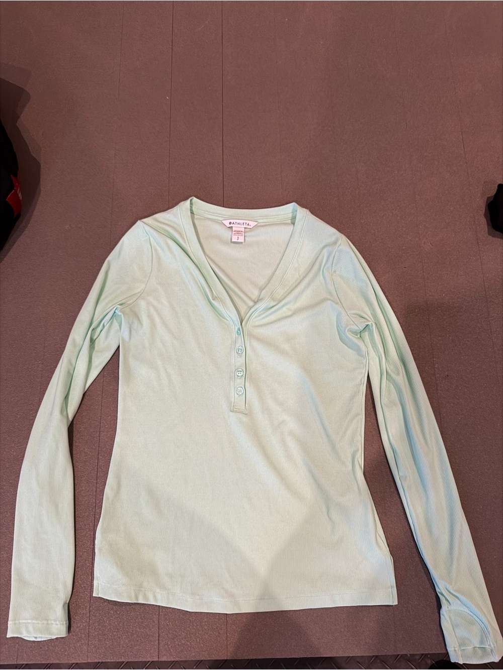 Athleta Mint Green Ribbed V-Neck Top